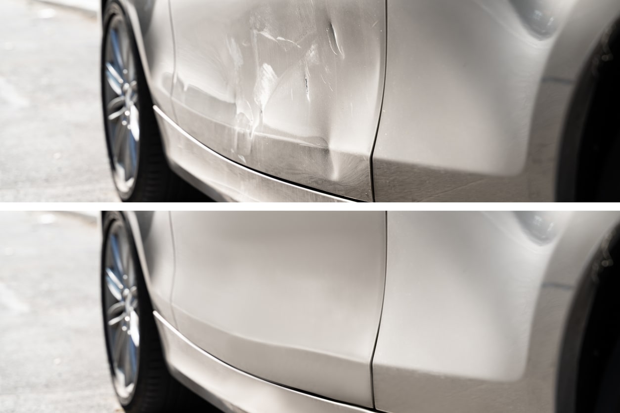 before and after of car dent repair